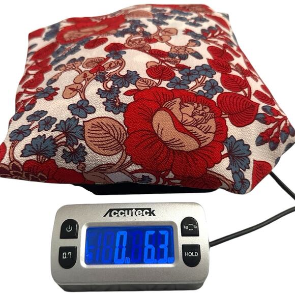 Caslon Red Floral Boho Blouse Size M Long Sleeve Split Neck Peasant Top Artsy - Picture 9 of 9